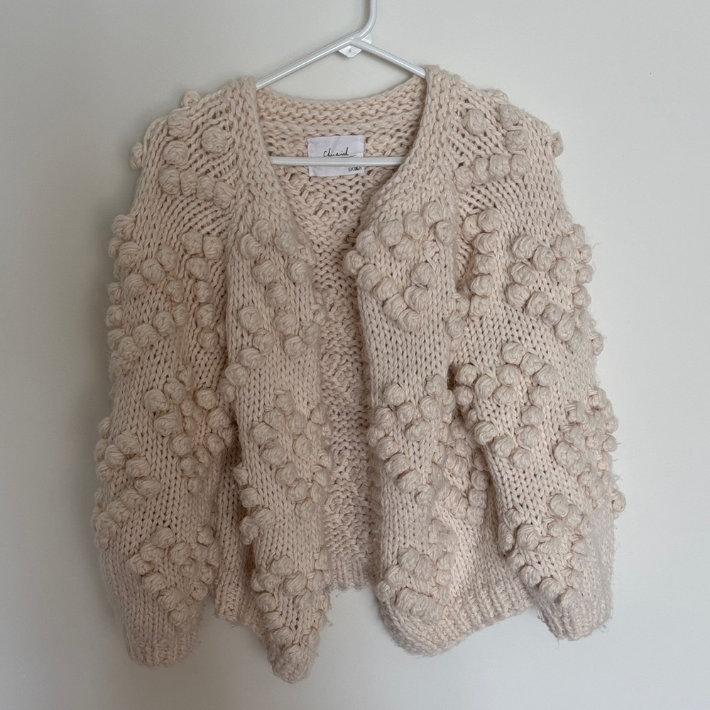 Chicwish Chunky Knit heart Cream Sweater xs/s
